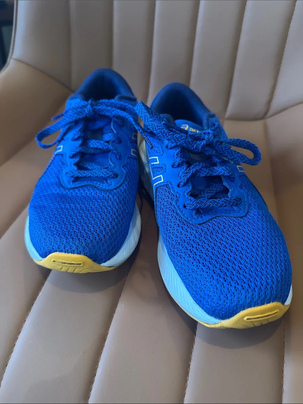 ASICS Blue and Yellow Kids Lace-Up Sneakers